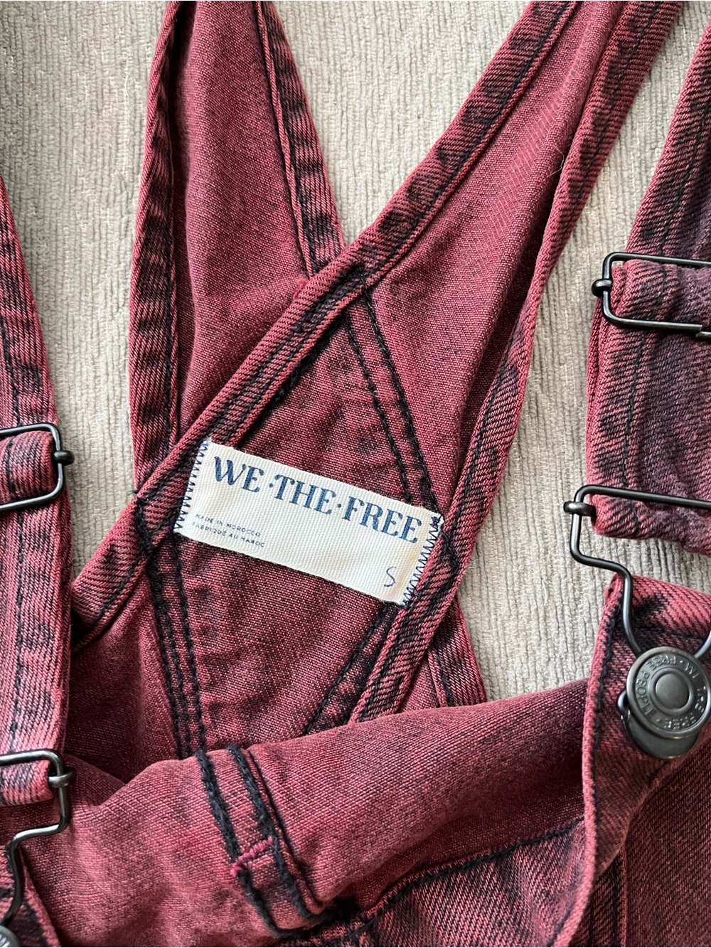 We The Free Maroon Short Denim Overalls - Picture 5 of 9